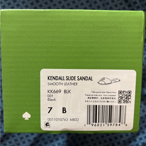 NIB Ladies Kate Spade Kendall Black Slides with Gold Logo Size 7 - Picture 5 of 7